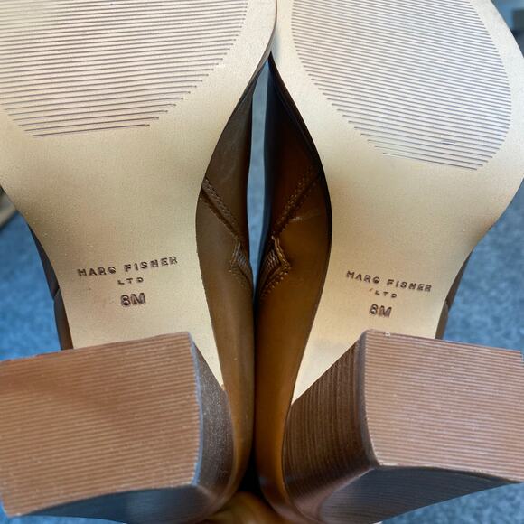 Brand New Marc Fisher Women 8 Lannie Medium Natural Brown Heeled Knee High Boots - Picture 12 of 12